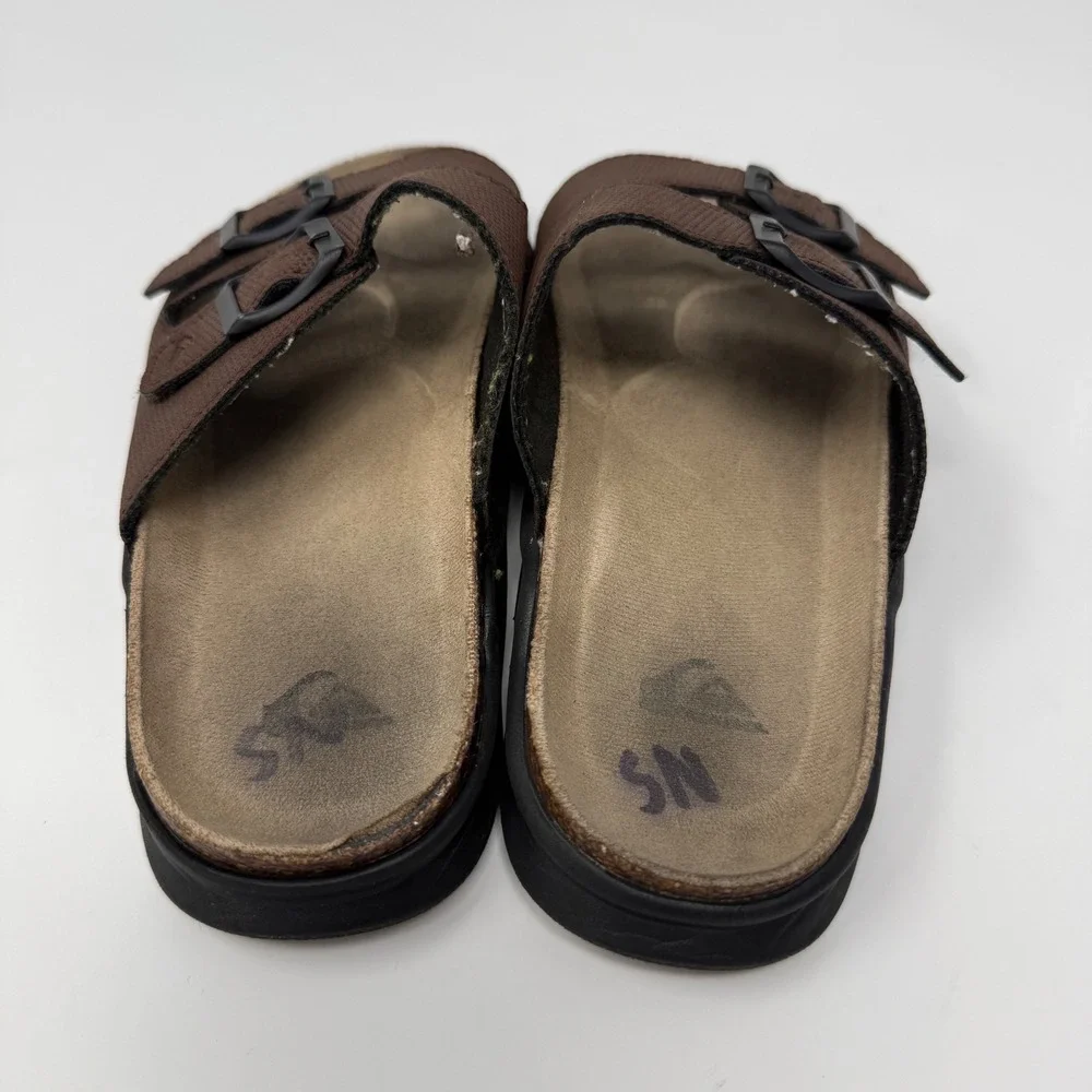 Quicksilver Sandals Size 2 Brown Double Buckle Slides Comfort Footbed Casual Kid
